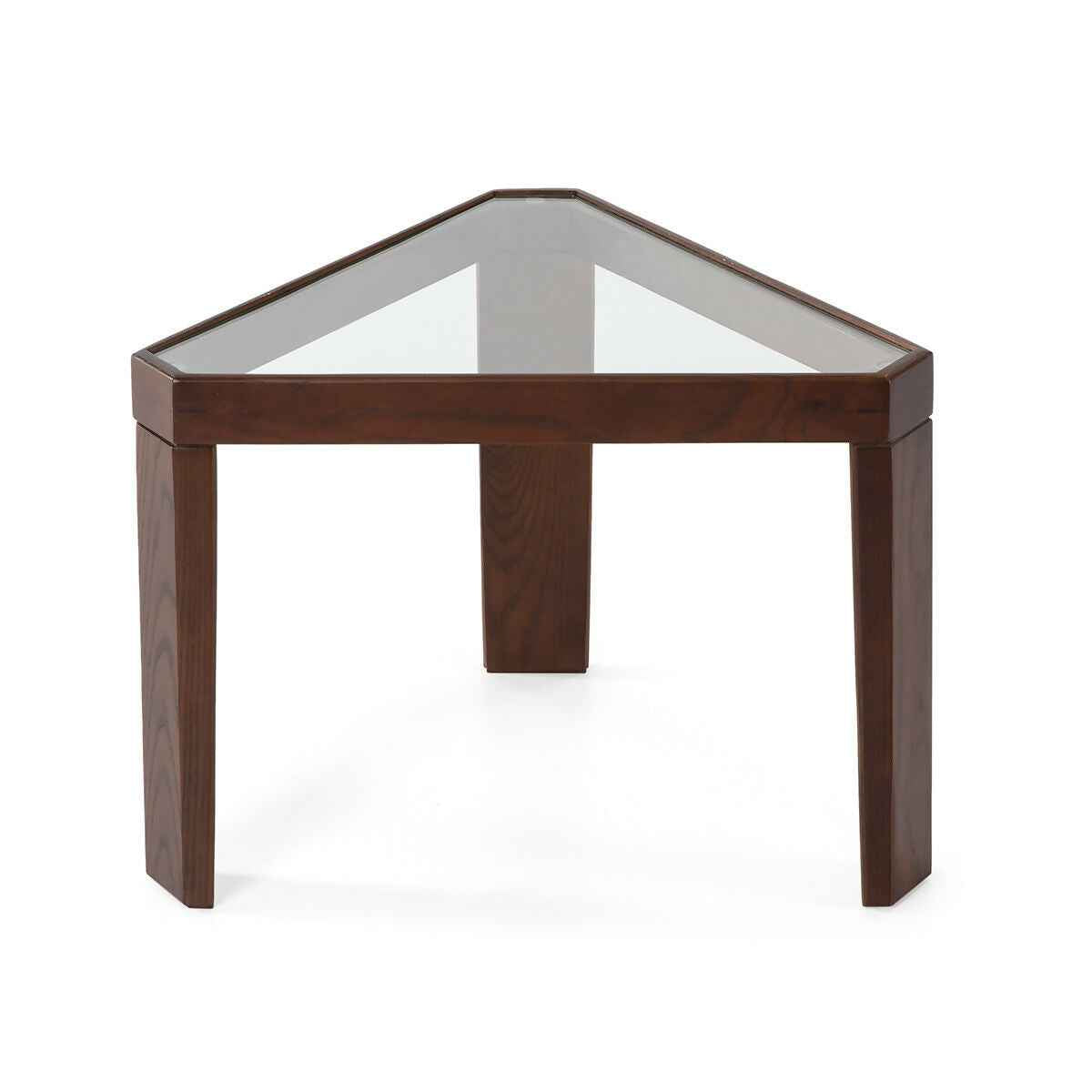 Mesa Auxiliar 54x47x40 Cristal/Madera Marrón Oscuro
