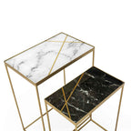 Mesa Auxiliar 40x25x56 / 35x20x46 Metal/Cristal Dorado/Blanco/Negro