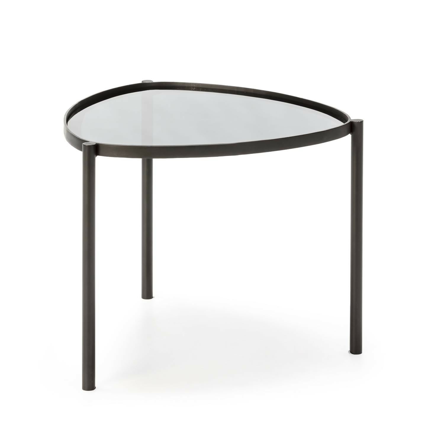 Mesa Auxiliar 61x59x46 Metal/Cristal Negro