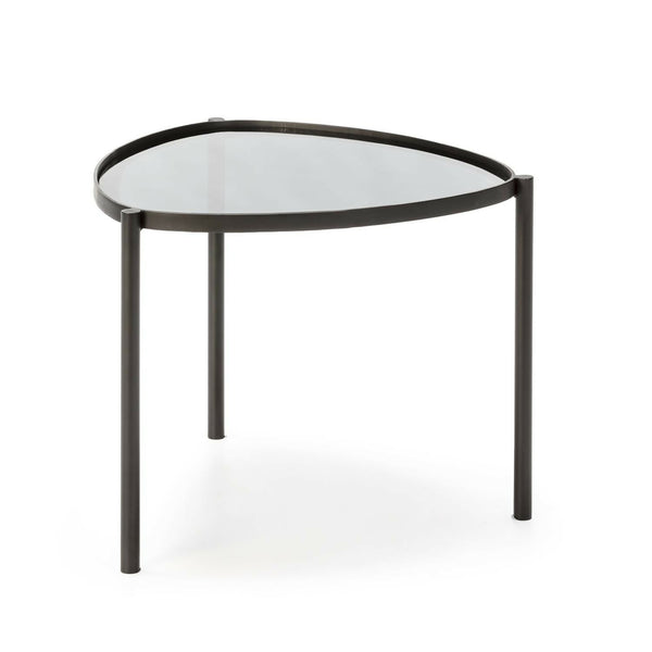 Taula auxiliar 61x59x46 cm de metall i vidre negre