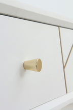 MESITA 1 CAJON LACADA EN BLANCO CON FRONTIS DECORADO EN ORO