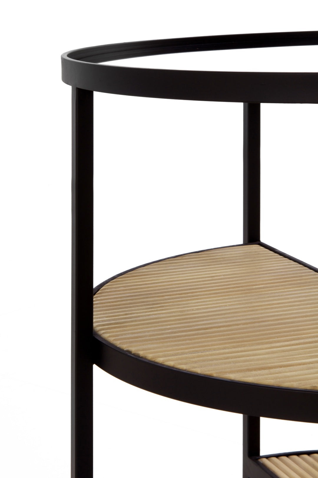 MESA AUXILIAR METALICA CON MADERA Y CRISTAL