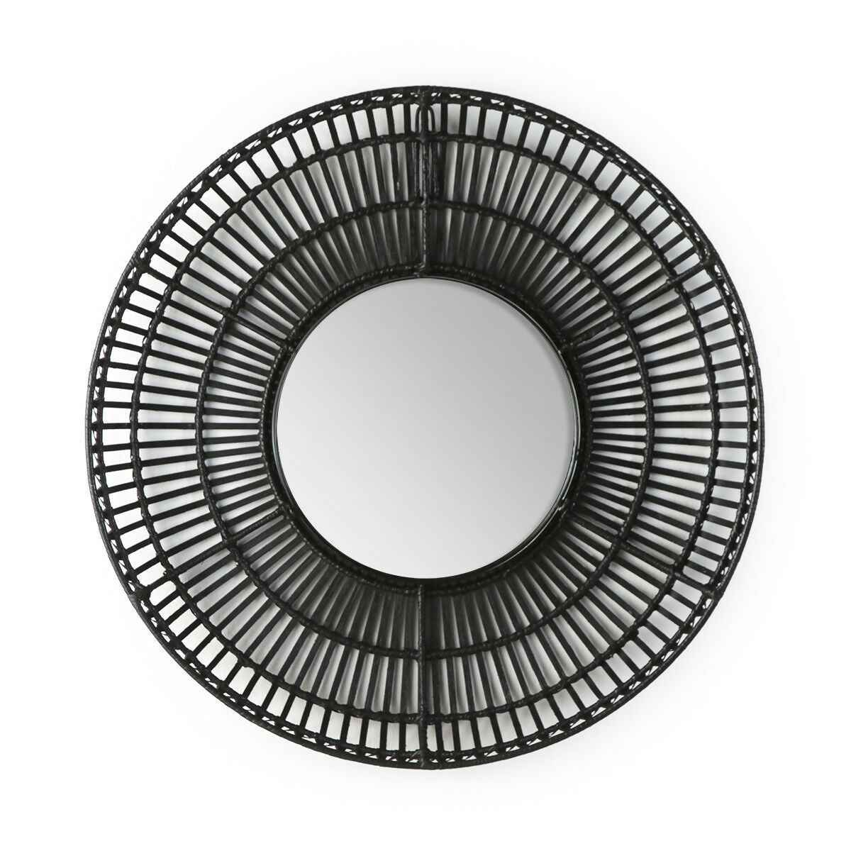 Espejo 70x8x70 Cristal/Mimbre Negro