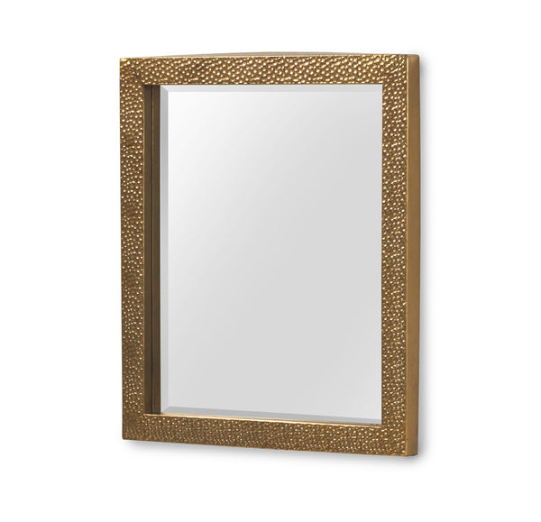 Mirall mural rectangular de metall daurat martellé 54x4x65 cm