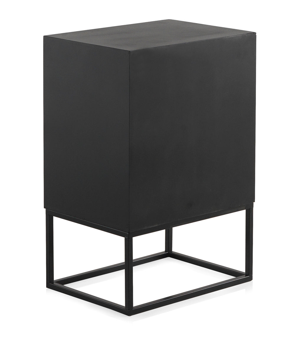 MESITA DE NOCHE MADERA LAMINADA 1 PUERTA CON BASE METALICA