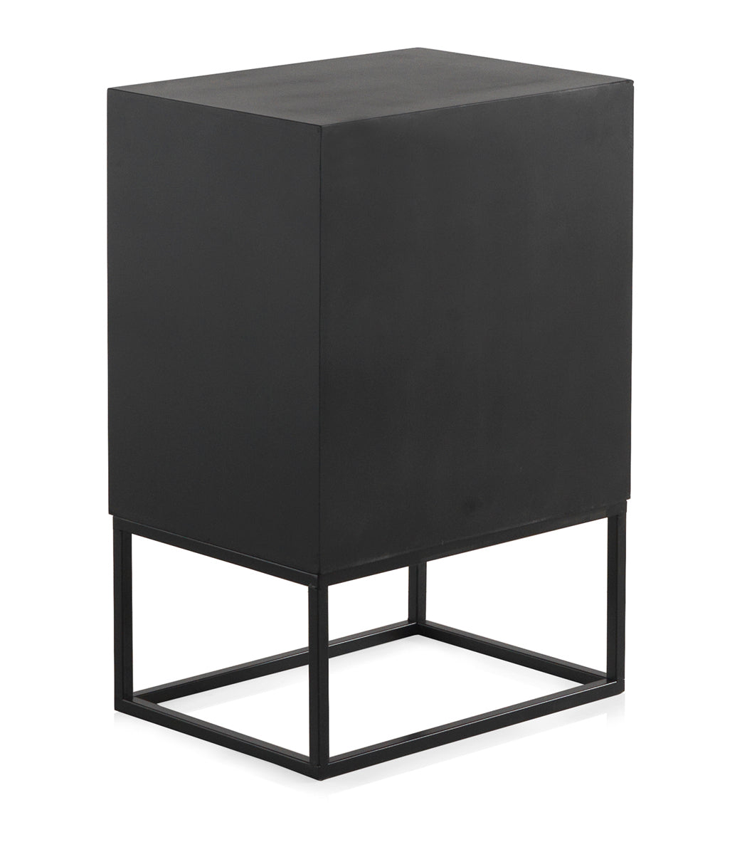 MESITA DE NOCHE MADERA LAMINADA 1 PUERTA CON BASE METALICA