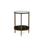 Mesa Auxiliar 51x51x61 Metal/Madera/Cristal -- Dorado Antique/Marrón/Transparente
